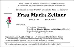 Traueranzeige Maria Zellner