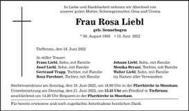 Traueranzeige Rosa Liebl