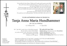Traueranzeige Maria Hundhammer