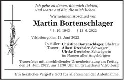 Traueranzeige Martin Bortenschlager