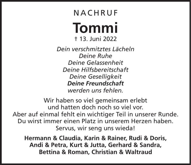 Traueranzeige  Tommy
