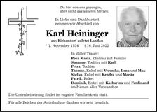 Traueranzeige Karl Heininger