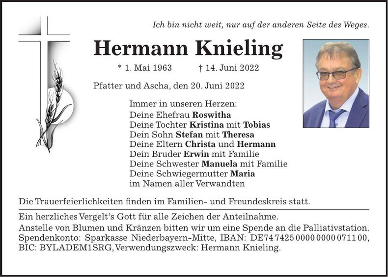 Traueranzeige Hermann Knieling
