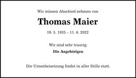 Traueranzeige Thomas Maier