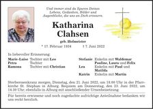 Traueranzeige Katharina Clahsen