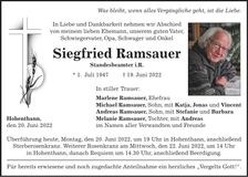 Traueranzeige Siegfried Ramsauer
