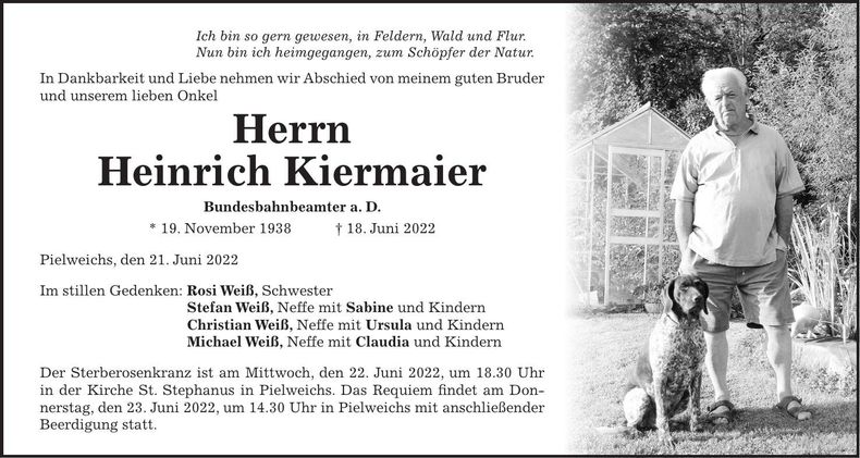 Traueranzeige Heinrich Kiermaier