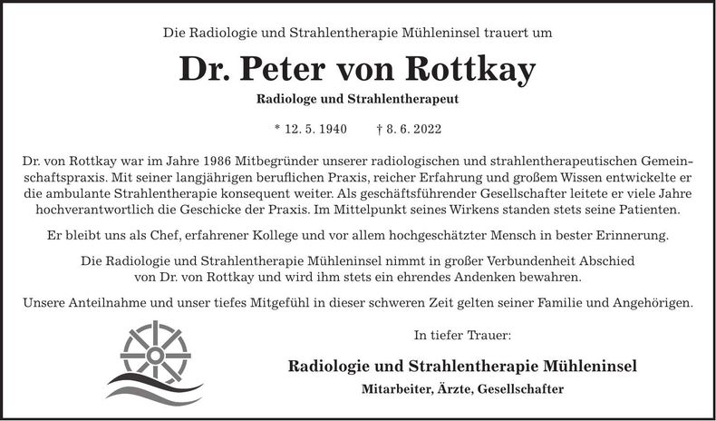 Traueranzeige Peter von Rottkay