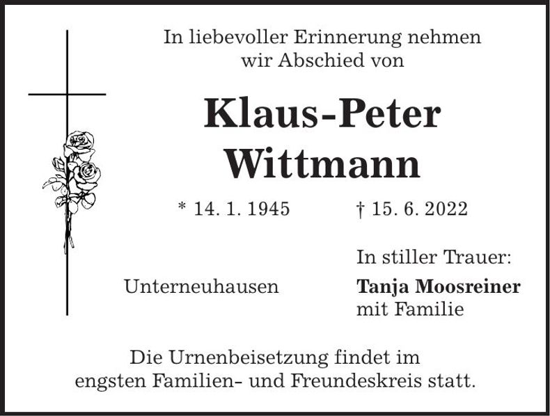 Traueranzeige Klaus-Peter Wittmann