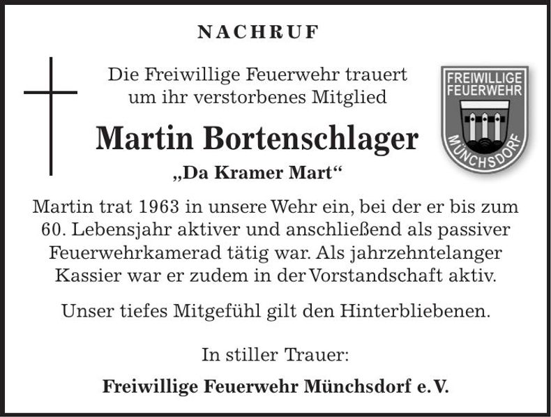 Traueranzeige Martin Bortenschlager