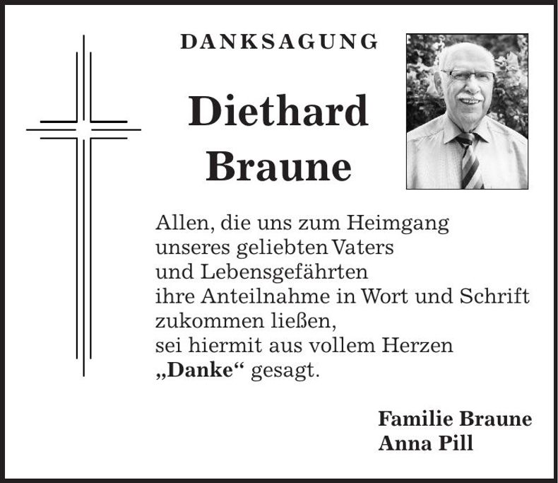 Traueranzeige Diethard Braune