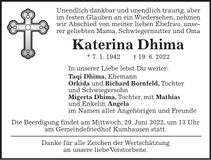 Traueranzeige Katerina Dhima