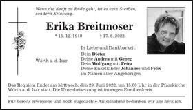 Traueranzeige Erika Breitmoser