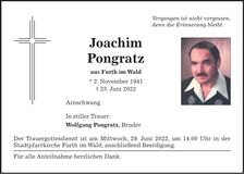 Traueranzeige Joachim Pongratz