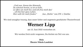 Traueranzeige Werner Lipp