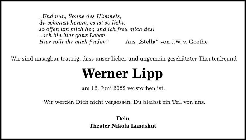 Traueranzeige Werner Lipp