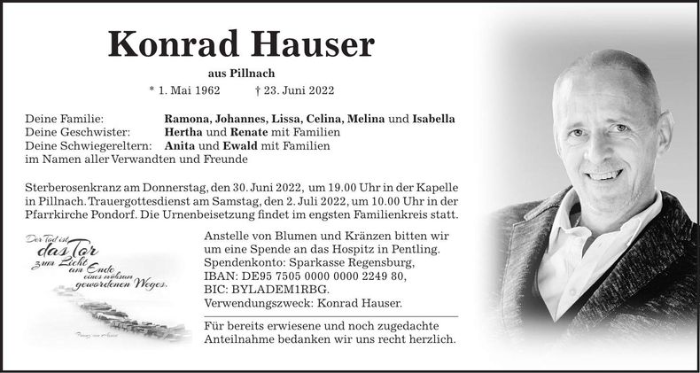 Traueranzeige Konrad Hauser