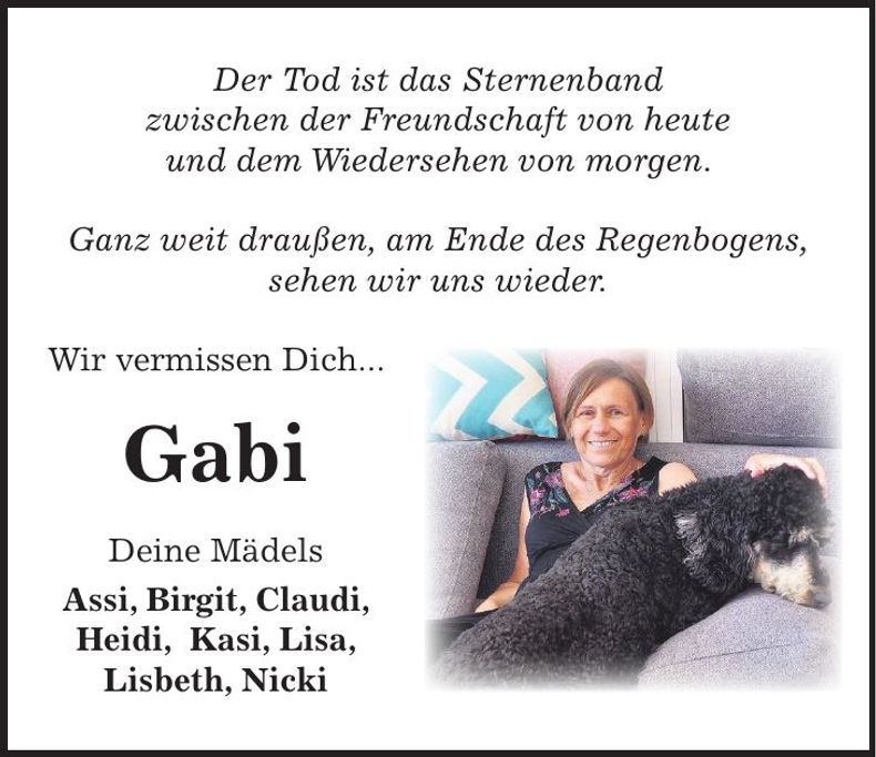 Traueranzeige Gabi Gunser