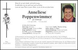Traueranzeige Anneliese Poppenwimmer