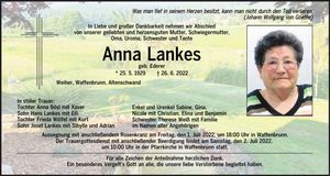 Traueranzeige Anna Lankes