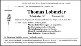 Traueranzeige Thomas Lobmeier
