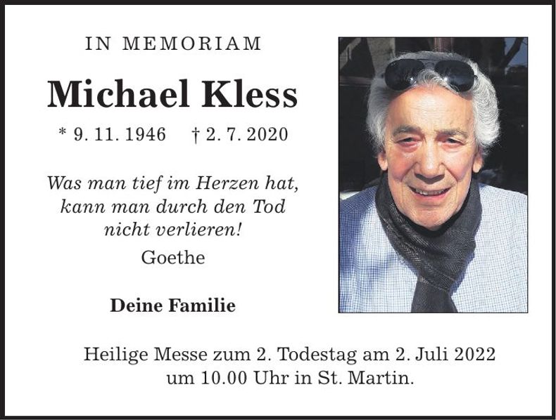 Traueranzeige Michael Kless