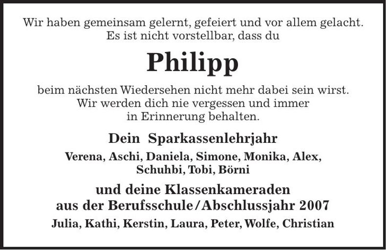 Traueranzeige Philipp Reker