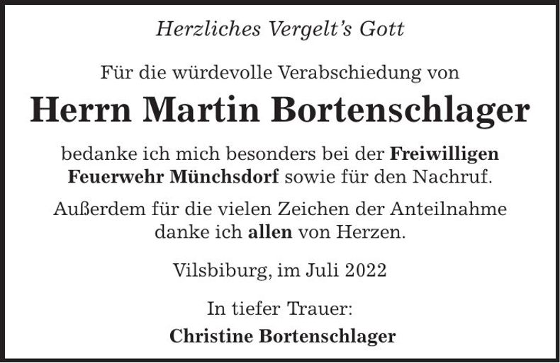 Traueranzeige Martin Bortenschlager