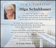 Traueranzeige Olga Schuhbauer