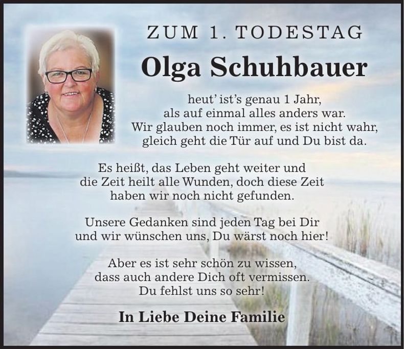 Traueranzeige Olga Schuhbauer
