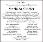 Traueranzeige Maria Sedlmeier