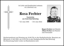 Traueranzeige Rosa Fechter