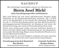 Traueranzeige Josef Michl