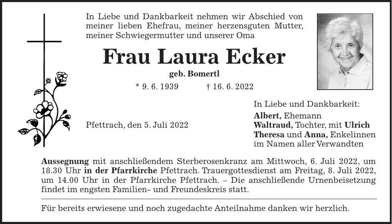 Traueranzeige Laura Ecker