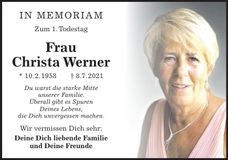 Traueranzeige Christa Werner