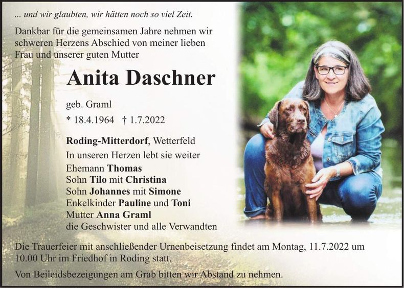 Traueranzeige Anita Daschner