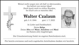 Traueranzeige Walter Czalaun