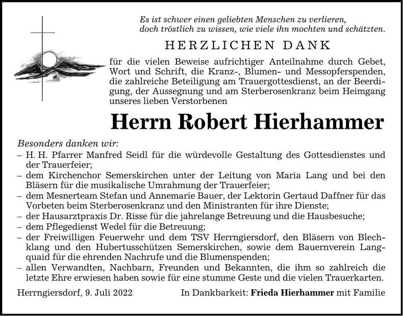 Traueranzeige Robert Hierhammer