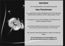 Traueranzeige Sara Fleischmann