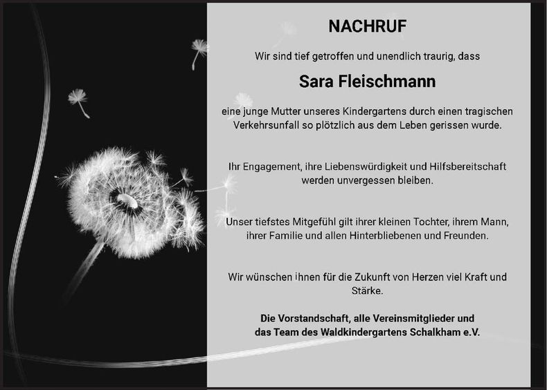 Traueranzeige Sara Fleischmann