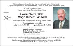 Traueranzeige Hubert Panhölzl