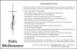 Traueranzeige Felix Bleibrunner