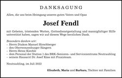 Traueranzeige Josef Fendl