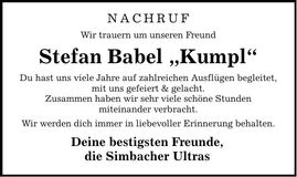 Traueranzeige Stefan Babel