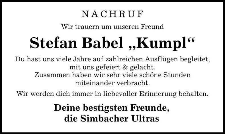 Traueranzeige Stefan Babel