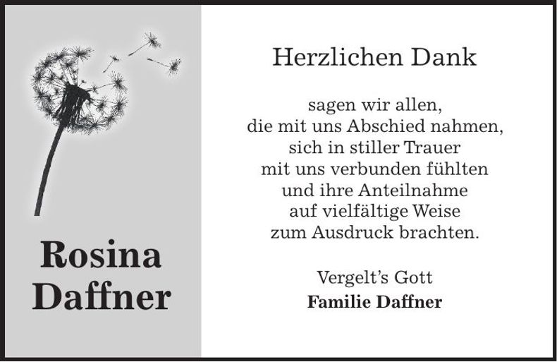 Traueranzeige Rosina Daffner