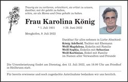 Traueranzeige Karolina König