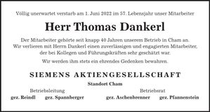 Traueranzeige Thomas Dankerl