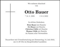 Traueranzeige Otto Bauer