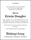 Traueranzeige Erwin Dengler
